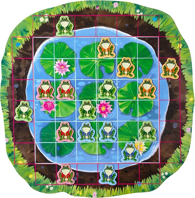 eeBoo Frog Hopkins Shaped Board Game - Award Winning Spatial Strategy & Frog Hopping Game, Screen-Free Fun for 2-4 Players, Kids Ages 4 and up