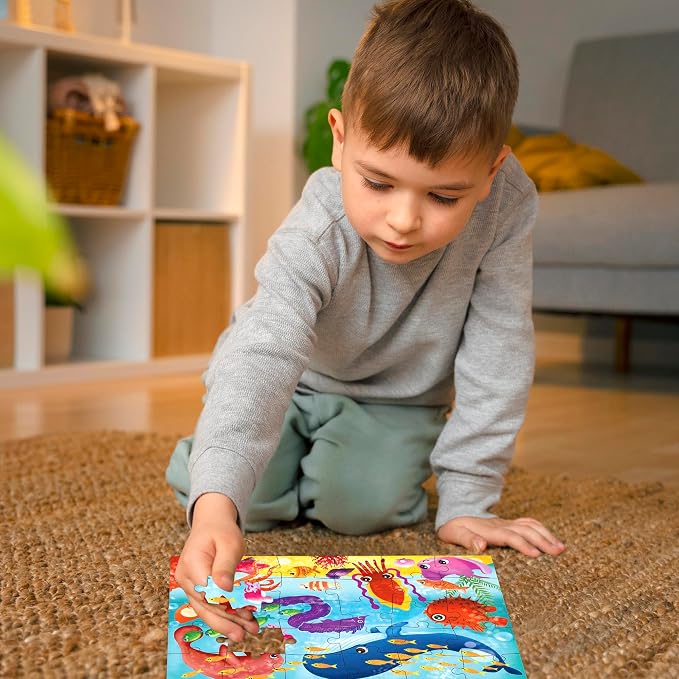 30 Piece Puzzles for Kids 3-5 - 4 Jigsaw Kids Puzzles Ages 4-6 | Animal Learning Jigsaw Puzzle for Kids 4-6 Years Old - Educational Toys for Toddlers Boys and Girls