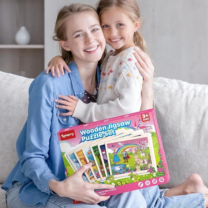 SYNARRY Unicorn Mermaid Princess Fairy Wooden Puzzles for Kids Ages 4-6, 6 Packs 60 PCs Jigsaw Puzzles for Kids Ages 4-8, Preschool Toys Gifts for Toddlers 3-5, Wood Puzzles for 3 4 5 6 Year Old Girls | 60-Piece Puzzles for Kids Ages 4-6, Puzzles for K...