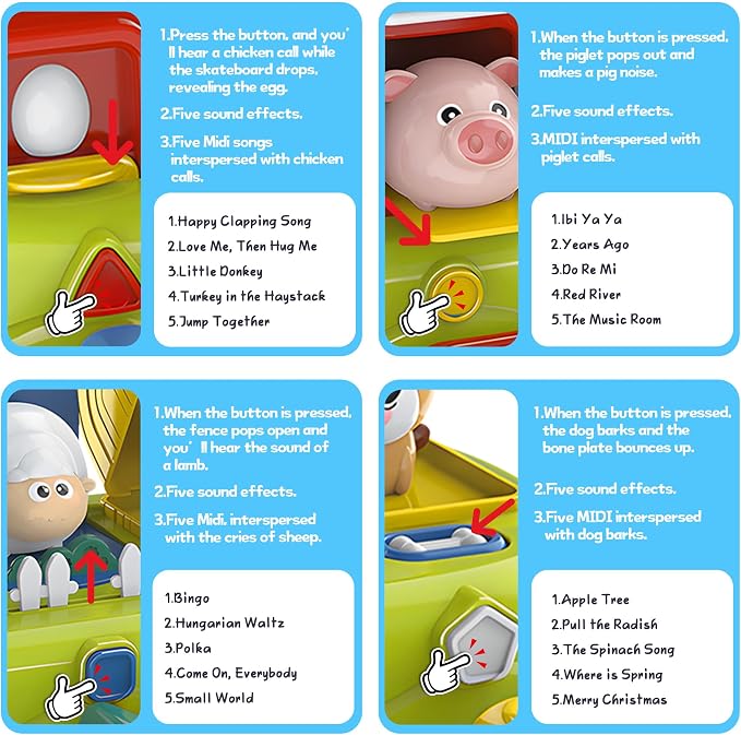 Baby Pop Up Toy, Music Sensory Montessori Toys for 1 Year Old | Interactive Pop Up Animal Toys, Cause and Effect, Educational Early Learning Gift for Toddlers 1-3