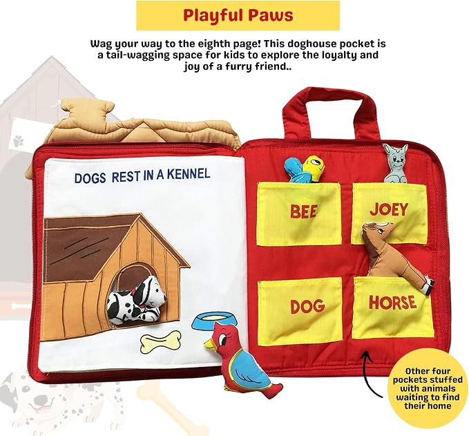 Right at Home Quiet Book, Animal Activity Busy Book for Toddlers and Children