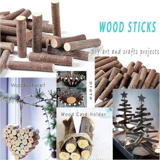 Craft Sticks, Wood Sticks Crafting Twigs Crafts Log Toy DIY Vase Fillers Pumpkin Stems Rustic Decorations Ornaments,Loose Parts Play Materials