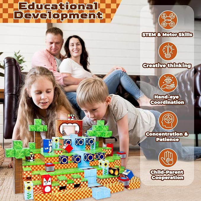 ToyUnited Magnetic Blocks, 100PCS Magnetic Building Blocks, STEM Building Game Montessori Sensory Toys for Kids Boys Girls Ages 3 4 5 6 7 8 9 10+ Holiday Birthday Gifts