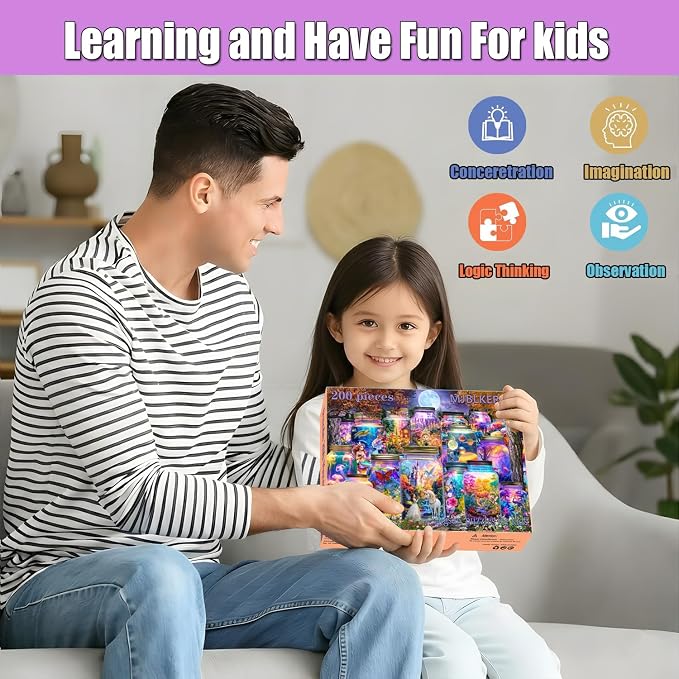 200 Pieces Jigsaw Puzzles for Kids and Adults- The Dreamlike World in a Jar | Puzzles for Kids Ages 6-8 8-10 Year Old,Learning Educational Toys for Boys and Girls Ages 10-12 Year Old,Boys Girls Gifts
