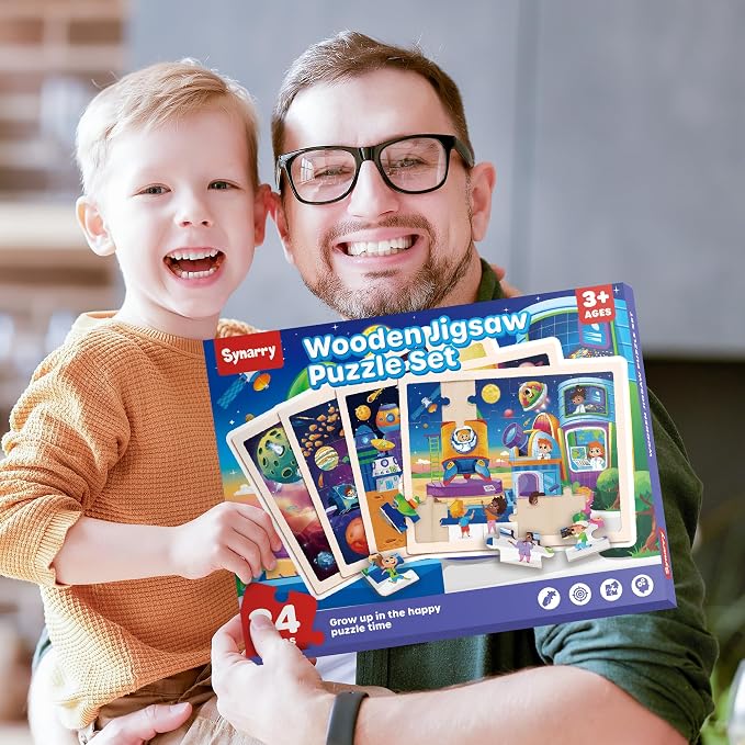 SYNARRY Large Space Planet Solar System Wooden Puzzles for Kids Ages 4-6 | Space & Solar System Puzzles for Kids Ages 3-5, Birthday Gifts for Boys & Girls, Educational Space Toys, Screen-Free Play