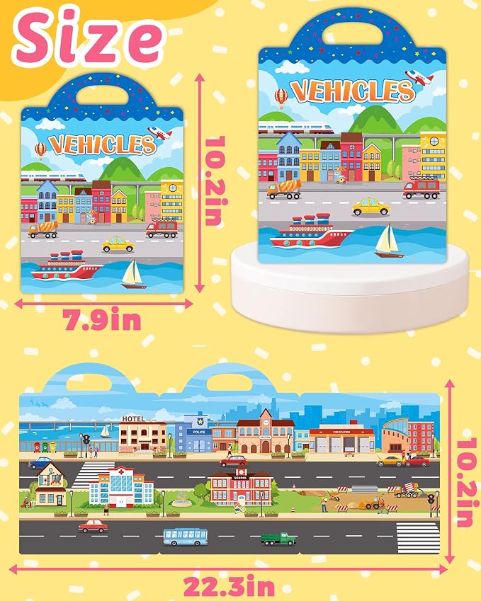 Benresive Reusable Sticker Book for Toddlers, Stickers for Kids, Travel Toy | Toddler Toys, Boys Girls Birthday Gifts, Airplane & Road Trip Essentials Kids, No Mess Waterproof Toddler Crafts Activities