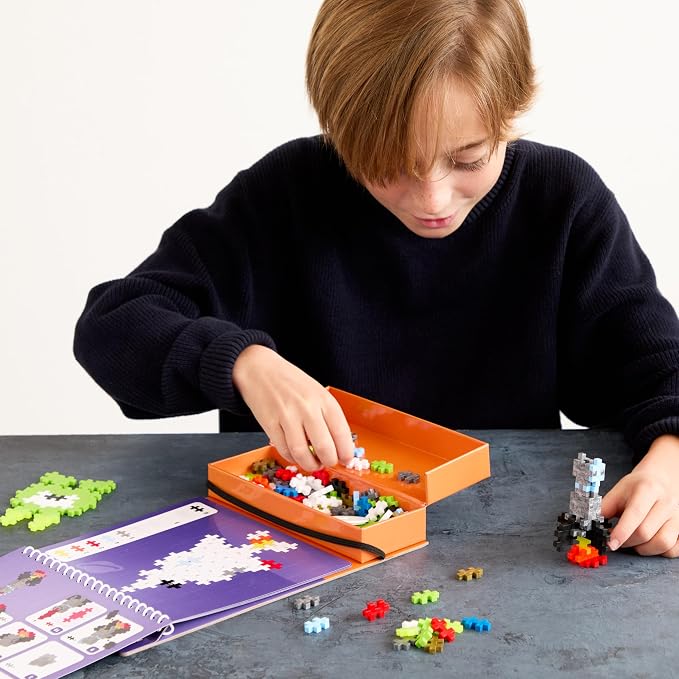 PLUS PLUS Puzzle By Number Activity Pad, Space - Mini Building Blocks Set | Roadtrip Essentials for Kids, Interlocking Waffle Blocks, Stem Toy, Airplane Activities for Kids, Kid Car Ride Must Haves
