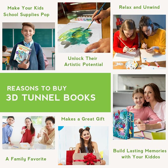 EyeConnect Crafts Pond 3D Tunnel Book – Hands-on Stationery Craft Kit | Build, paint, create a unique pop-in book with 12 posable animals! Screen-free STEAM activity, gift. No tools/glue needed, 8+