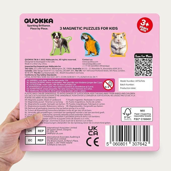 QUOKKA Step Up Magnetic Puzzles for Toddlers 1-3, Animals Puzzle Set in One Book, Travel Games for Kids 3-5, Screen Free Toy for Toddlers and Preschoolers