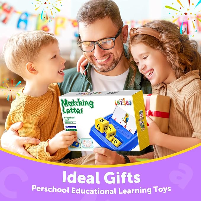 Educational Games for Kids Ages 3-8, Matching Letter Game for Kids Toys for 3-8 Year Olds Boys Girls Birthday Gifts for 3-8 Year Olds Girls Boys Preschool Kindergarten Educational Spelling Toys Purple