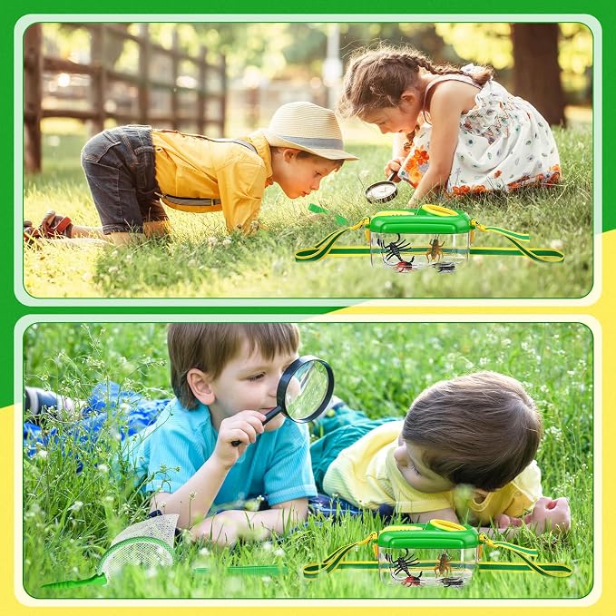 Halloscume 4 Sets Bug Catcher for Kids Insect Catching Kit, Green