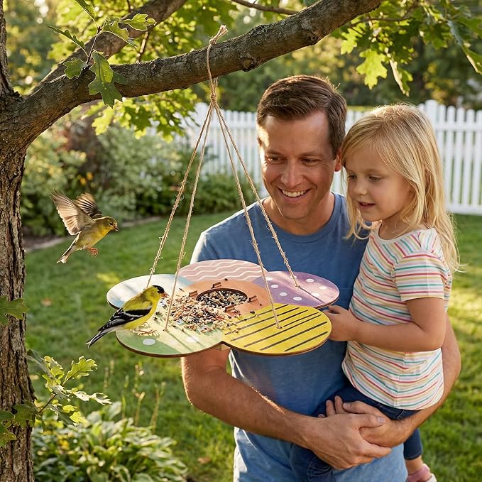 12 Pack Bird Feeder Kit for Kids, DIY Wooden Craft Set | Paints, stickers and instructions included. A creative nature activity for kids, classrooms, parties and outdoor learning.