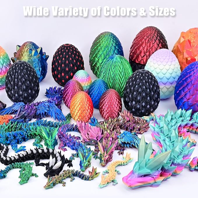 3D Printed Dragon 2 Pack Without Egg, 12 Inch 3D Dragon Flexible Articulated Fidget Toy Blue Green & Red Blue,3D Printed Fidget Toys, Boys Toys for Birthdays, Halloween