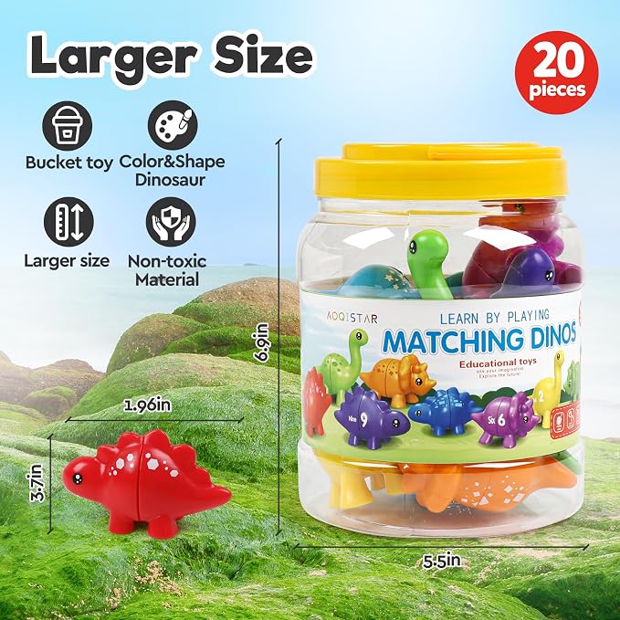 GKDOMS Montessori Matching Dinosaurs Snap and Pattern Match Learning Toy | 10pack, Matching & Sorting Game, Sensory Toy, Preschool Learning Activities, Educational Gifts, Ages3+