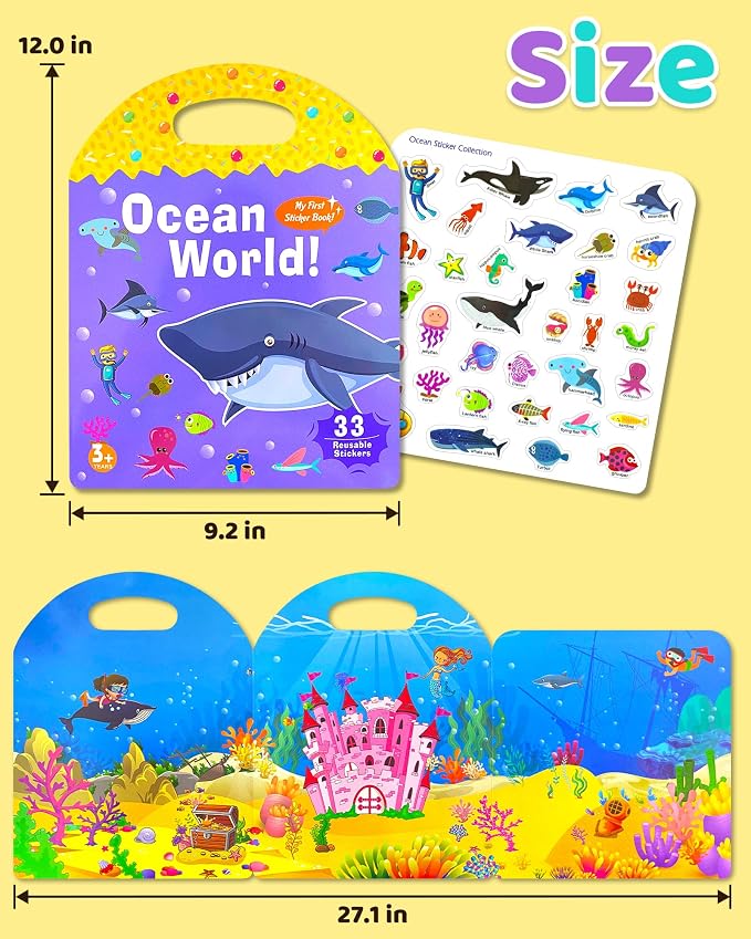 Benresive Reusable Sticker Book for Toddlers, Travel Stickers for Kids | Toddler Travel Activities Toys, Birthday Gifts for Boys & Girls, Airplane Travel & Road Trip Essentials Kids