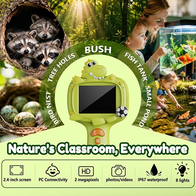 Kids Borescope Camera Toy with Light -STEM Science Educational Toy for 3 4 5 6 7 8 Years Old Boys & Girls Birthday Gift-Discovery & Exploration Toddler Young Child-650mAh Battery Included