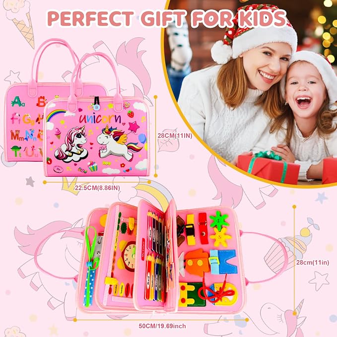 Busy Board Montessori Toys for Children,Felt Sensory Activity Board Sorting Toy for Kids