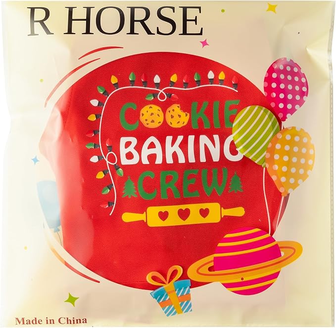 R HORSE 2 Pieces Christmas Kid Apron and Chef Hat Set, Pretend Play Toy | Xmas Red Cookie Baking Crew Adjustable Children Kitchen Apron, Ideal for Cooking, Baking, Painting, Birthday Christmas Gift