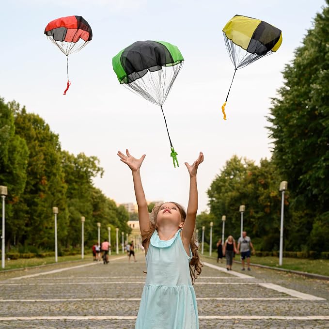 NUTTY TOYS Parachute Toys for Kids - Tangle Free Outdoor Flying Parachute Men, Top Indoor & Outside, 3 4 5 6 7 8 9 10 11 12 Year Old, Best Christmas Stocking Stuffers Idea 2026 Unique Boy & Girl Gifts