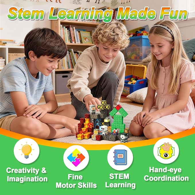 Magnetic Blocks, 100PCS Toys Building Cube Birthday Gifts for Kids | Magnetic Cubes, 0.8 inches Building Blocks, STEM Construction Toys Christmas Birthday Gifts for Kids Boys Girls