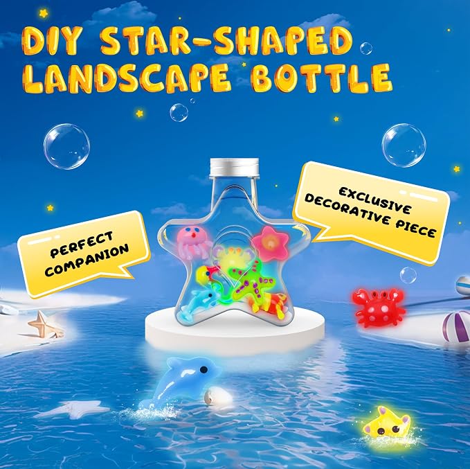 Kiditos Glow-in-the-Dark Magic Water Elf Toy Kit for Kids, DIY Craft Kit | 8 Gels & 10 Molds, Magic Aqua Fairy Water Gel Kit, STEM Science Activity, Party Favors & Birthday Gifts for Kids Ages 3+