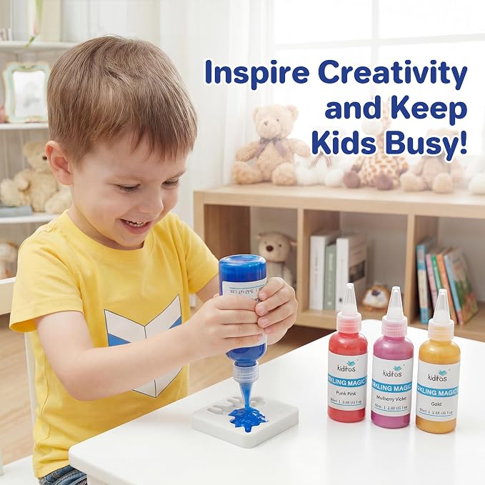 Kiditos Magic Water Elf Toy Kit for Kids, Dinosaur-Themed, DIY Craft Kit | 20 Gels & 10 Molds, Make Your Own Magic Water Pets, STEM Science Activity, Party Favors & Birthday Gifts for Kids Ages 3+