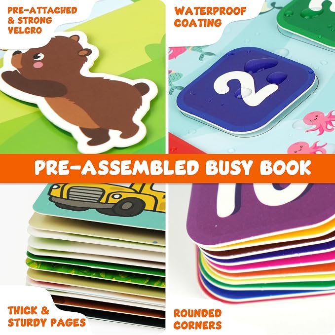 BenBen Busy Book for Toddlers 3-5, Pre-Assembled, 30 Pages, Airplane Toys | Preschool Learning Activities, Montessori Learning Toys, Educational Activity Book, Arts and Crafts for Kids, Birthday Gift