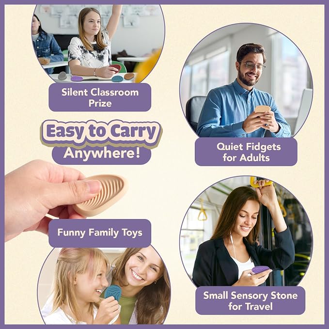 Fidget Toys Adults Sensory Stone: 16 Pack Texture Worry Stone for Kids Calming - Sensory Autism Toys for Stress Relief - Quiet Small Fidgets for Classroom Prizes