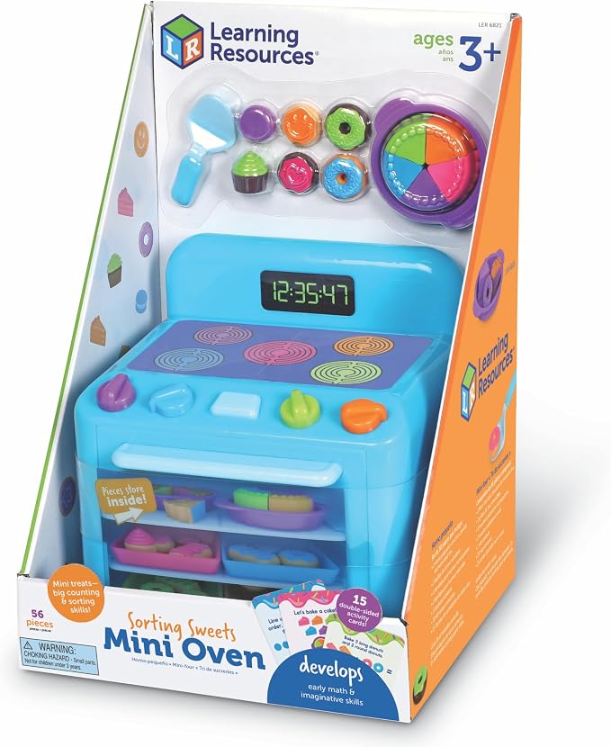 Learning Resources Sorting Sweets Mini Oven, Play Food, Kids Kitchen Playset, Pretend Play Toys, Mini Food, Sorting Toys, Montessori Cooking Set for Toddlers