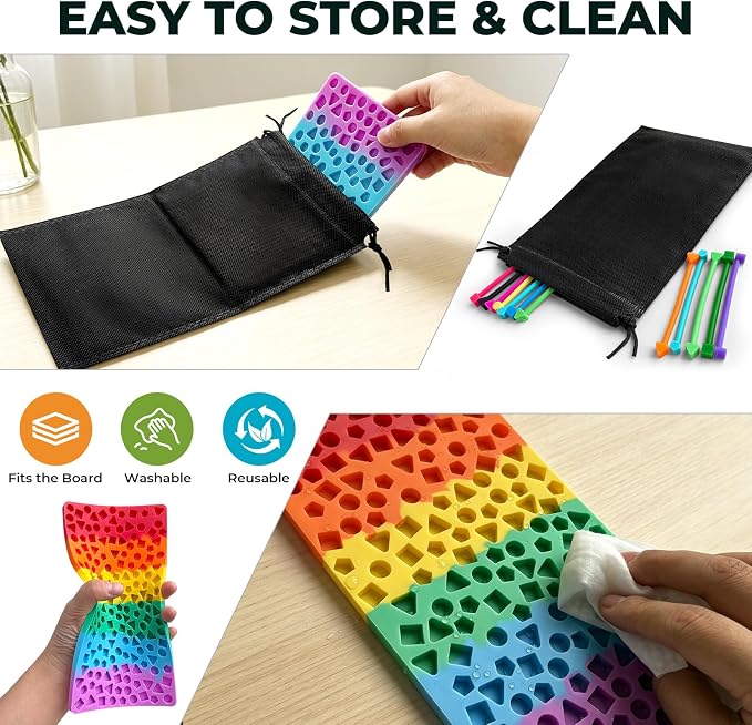 2 Pack Sensory Activity Board, Shape Matching Silicone Fidget Toy for Kids 3+, Quiet Airplane Travel Toy, Fine Motor Skills Toy, Birthday
