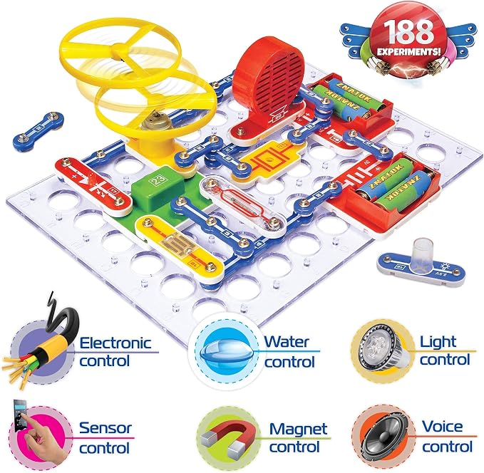 Science Kidz Electronics Kit - 188 Science Experiments Set for Kids | Age 5-10 Years Old - Electric Circuits Experiment Set - Educational STEM Toys
