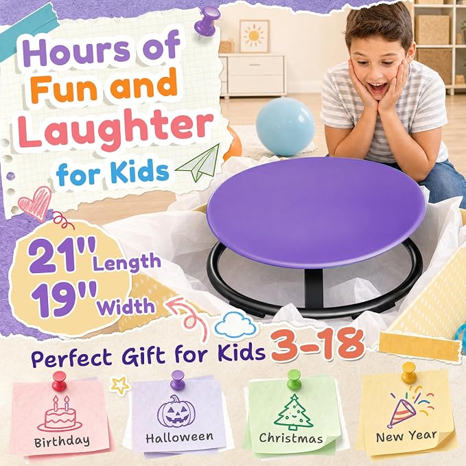 Pterying 21" L × 19" W Large Size Spinning Chair for Autistic Kids, Ages 3+ | Autism Sensory Products, Sensory Toys Gifts for Kids with Autism & ADHD, Training Body Coordination, Purple