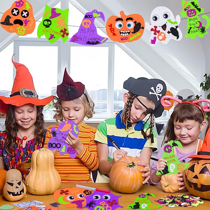 Max Fun 332PCS Halloween Crafts for Kids, Halloween Activities Foam Pumpkins for Crafts Stickers Gift Kits, DIY Art and Craft Set for Holiday Classroom Decorations Party Favors Supplies