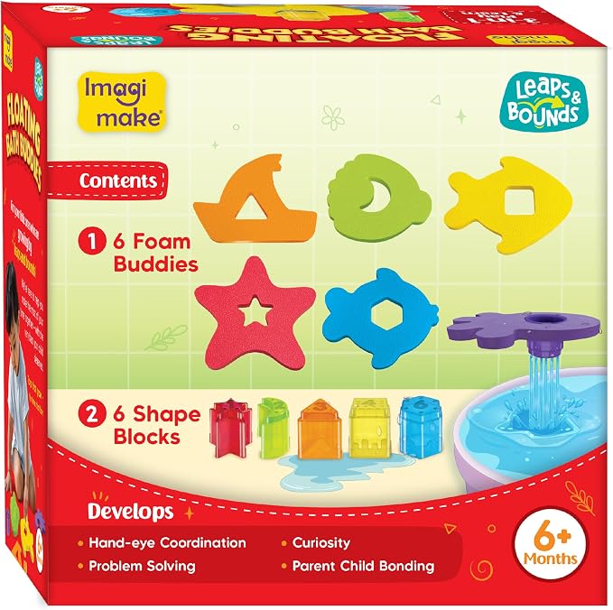 Imagimake Leaps & Bounds - Floating Bath Buddies, 3-in-1 Bath Toy, Ages 6M+ | Early Learning Bath Toy, Learn Colors, Shapes & Water Play, Gift for BabiesAges 6,7,8,9,10,11,12 Months