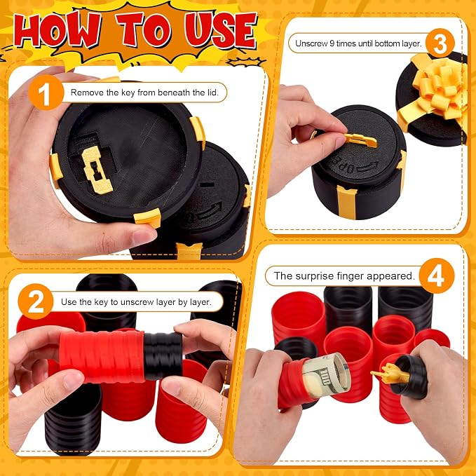 4.72 in Gotcha Box Prank with Surprise Finger, Annoying Nested Screw Gift Box with Finger, 3D Printed Annoying Gift Box with Pop Up Fingers, Funny Gifts for Kids