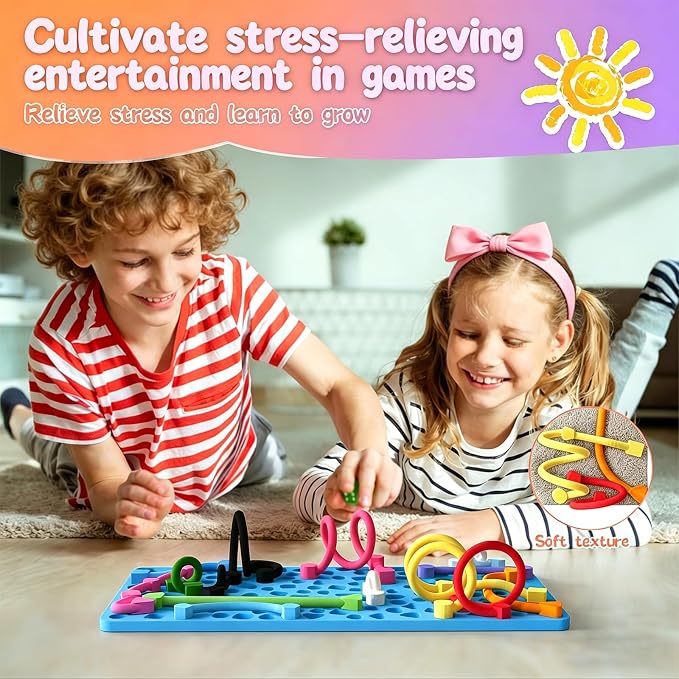 2PCS Sensory Activity Board, Silicone Fidget Toys for Calming and Stress | Autism Quiet for Adults, Toddler Sensory Toys for ADHD, Road Trip Essentials for Kids, Portable Travel Bag & 24 Strings