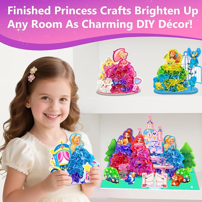 Poke in Magical Princesses, Christmas Birthday Gifts for 3 4 5 6 7 8 9 Year Old Girls, No Mess Girls Toys Age 6-8, DIY Arts and Crafts for Kids 4-6, Creative Activity Travel Toy