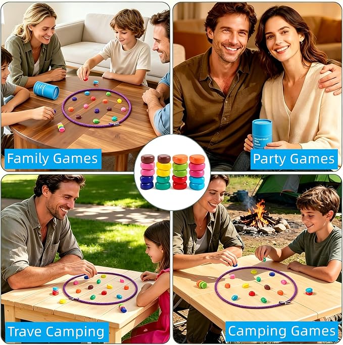 Magnetic String Game, 24 Colorful Magnetic Stones, Portable Strategy Board Game for Family, Party, Travel & Kids Adults STEM Educational Toy