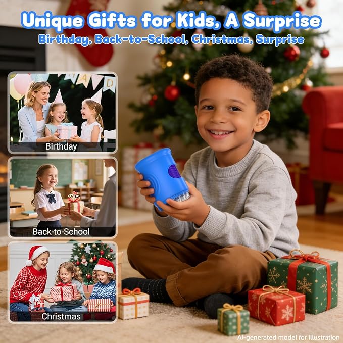 1000X Handheld Microscope for Kids: Pocket Digital Microscope with 1080P&2.0''IPS Screen&Photo/Video - Portable Edu Science Kits for Girls Boys - STEM Toys Birthday Gifts Ages 3-6 6-12(Blue)