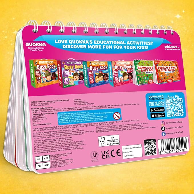 Busy Book for Toddlers 3-5 - Reusable Dry Erase Workbooks for Kids 4-6 | Fantasy Search and Find Activity Pad - Toddler Workbook with Markers for Travel and Quiet Time