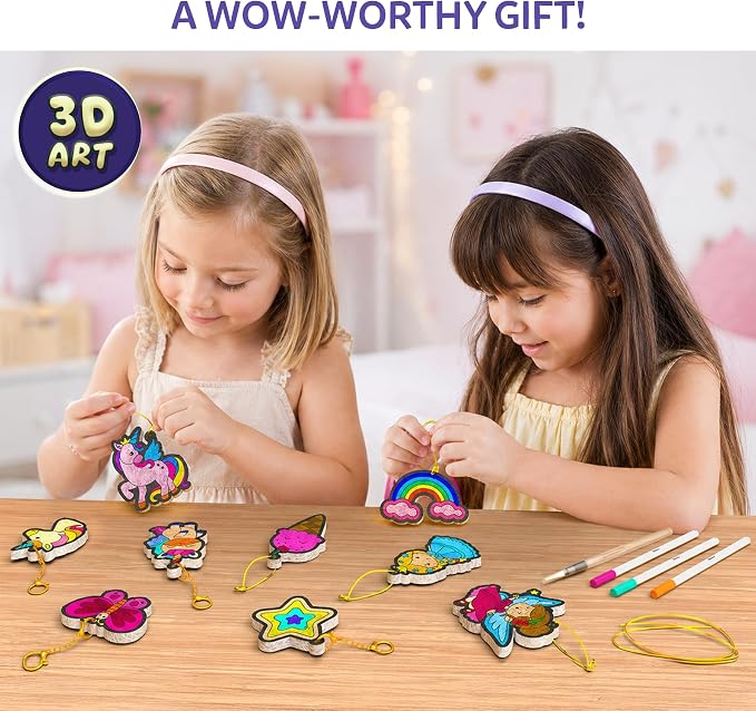 Skillmatics Aqua Puffs Unicorns, Art & Craft Gift for Kids, Paint by Number | DIY Princess Puffy Keychains, Screen-Free, Mess-Free Activity, Creative Kit for Girls & Boys Ages 4, 5, 6, 7, 8, 9, 10