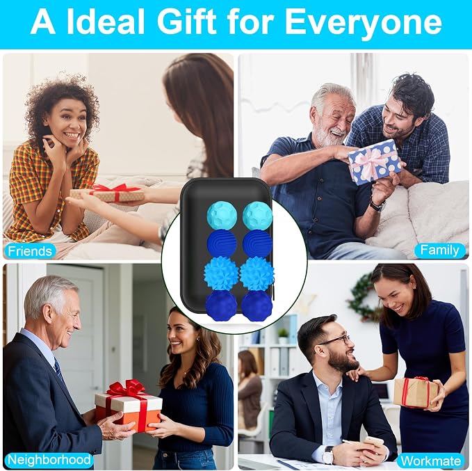 BUSOHA Silicone Magnetic Fidget Balls - 8 Pack Fidget Toys for Adult | Four Unique Textures Sensory Support,Quiet and Silent Stress Relief,Lightweight,Office,Travel,Anxiety,ADHD,Blue