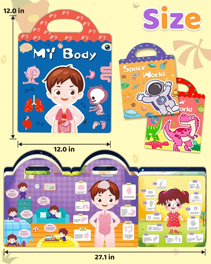 Benresive Reusable Sticker Book for Toddlers, Stickers for Kids, Travel Toy | Toddler Toys, Boys Girls Birthday Gifts, Airplane & Road Trip Essentials Kids, No Mess Waterproof Toddler Crafts Activities