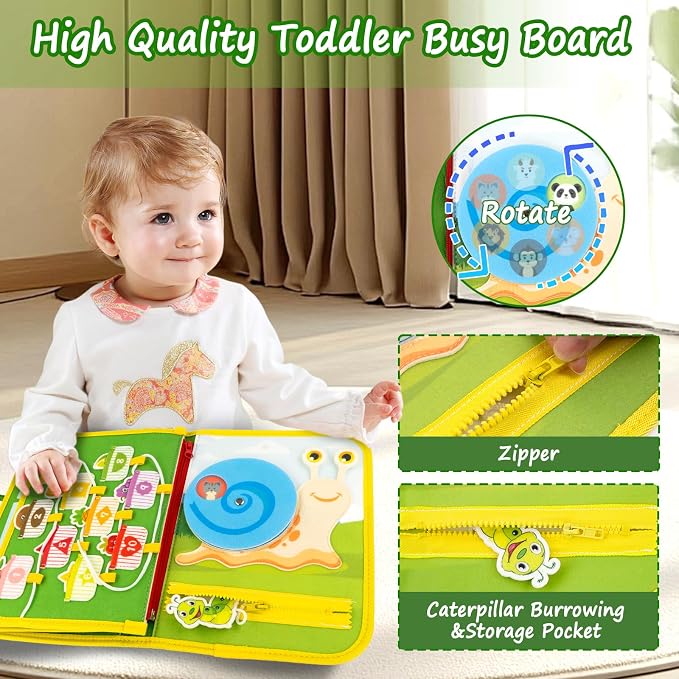 Letoya Toddler Busy Board, Farm Busy Book Montessori Toys for Toddlers