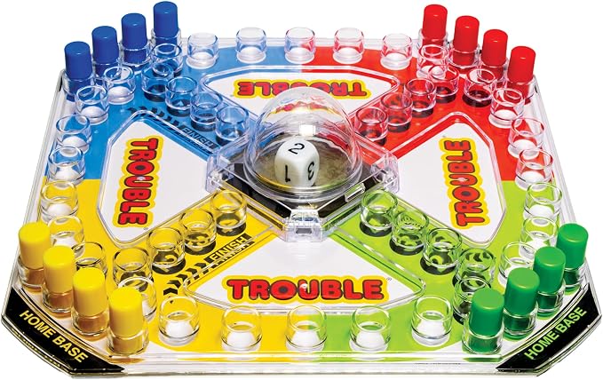 Winning Moves Classic Trouble, with Retro Art and Pop-O-Matic Popper | 2 to 4 Players, Ages 5+