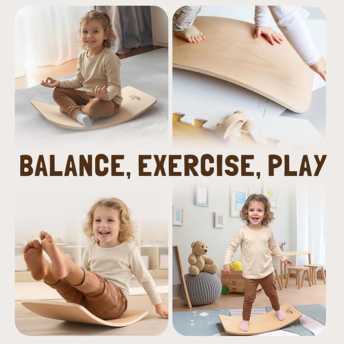 NUTTY TOYS Montessori Wooden Wobble Board for Kids & Adults -100% Natural Wood Balance Board, Waldorf Toddler Balancing Toy, Unique Boy Girl Open Ended Toy Best Valentines Day & Easter Gifts Idea 2026