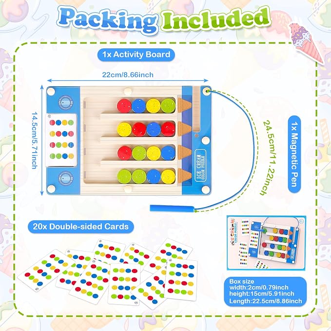 3 4 5 Year Old Boy Birthday Gift, Kids Magnetic Color Matching Puzzle Board | Montessori Toys for 3-5 Year Old Boys, Kids Autism Sensory Travel Toy for Plane, Wooden Maze Game for Girls Boy Brain Teaser