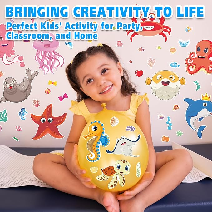 42 Ocean Animal Make-a-Face Sticker Sheets for Kids | Sea Creature Mix ’n Match Crafts for Party Favors & Classroom Activities