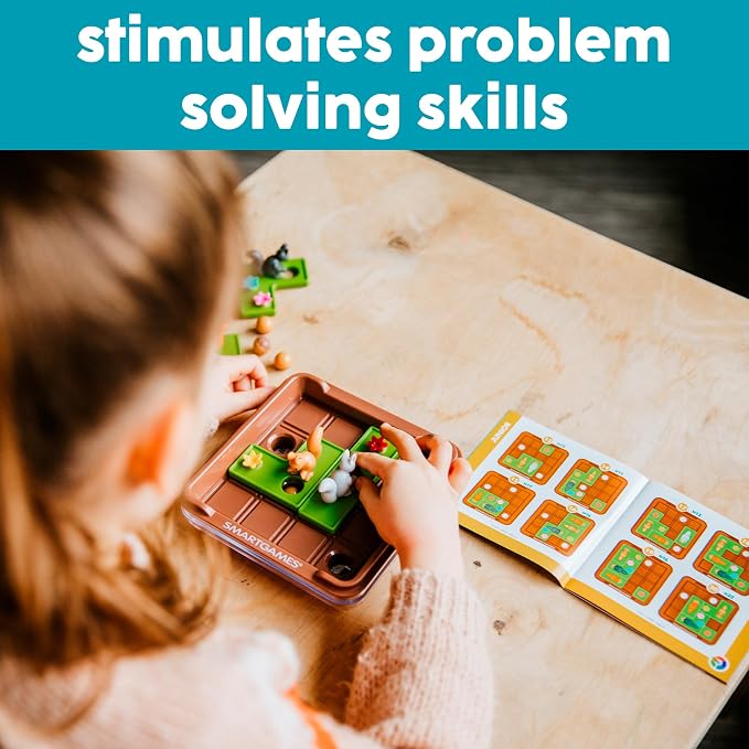 SmartGames Squirrels Go Nuts Sliding Logic Travel Puzzle Game with 60 Challenges for Kids Ages 6+
