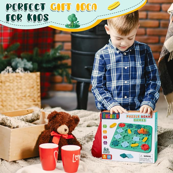 fygurso STEM Board Games for Kid, Puzzle Logical Builder Kids Toys, Preschool Montessori Brain Teasers Birthday for Kids 4-8 Years Old